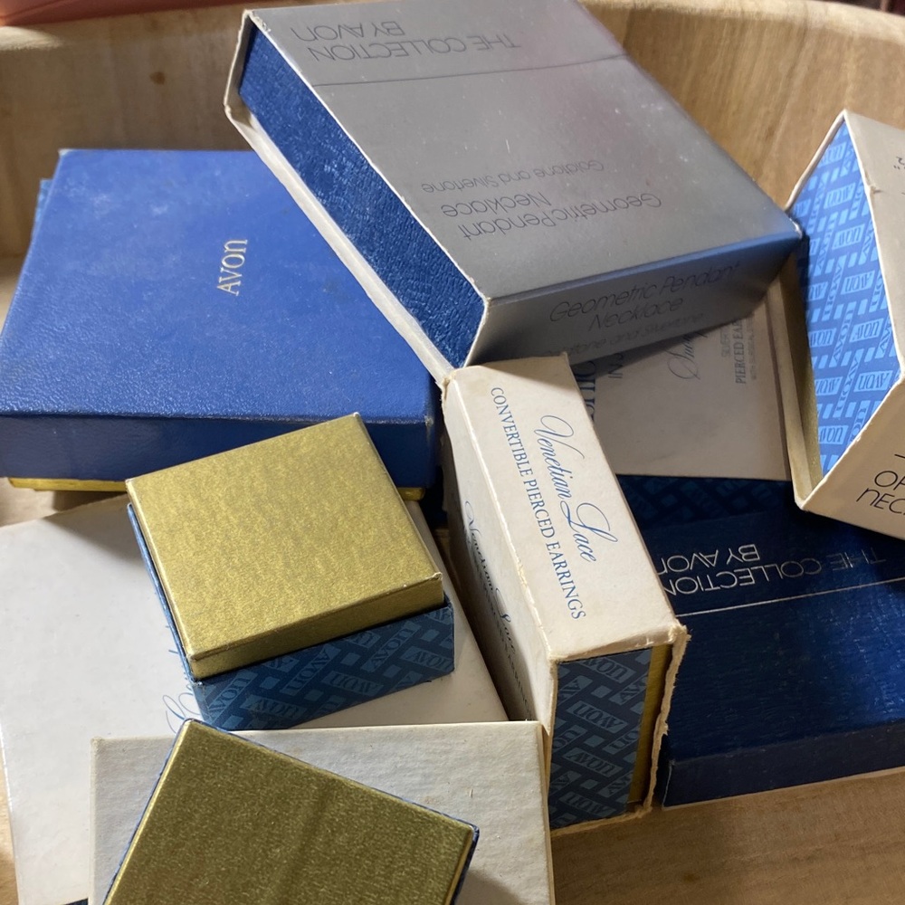 Avon Blue and Gold Jewelry Box Set